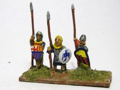 Catalan Almughavars 
Alain Touller Spearmen and Almughavars painted as armoured Catalans, some with FCB shields for added Catalan authenticity. 
Keywords: Catalan medfoot