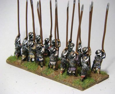 Low Countries Pikemen
Fairly tall 15mm - bit closer to 17/18mm. 2 poses 
Keywords: lcountries medgerman medfoot