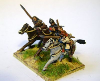 Alan & Sarmatian Cavalry
Alans & Sarmatians from [url=http://khurasanminiatures.tripod.com/sarmatian.html]Khurasan Miniatures[/url], including the odd Avar noble (anyone with a flag). Painted by me.
Keywords: alan sarmatian avar saka bosporan