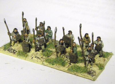 Sarmatian/Alan infantry  with wicker shields 
Khurasan Miniatures KM-205 Sarmatian/Alan Spear-armed Infantrymen Standing KM-206 
Keywords:  Avar Sarmatian Alan 