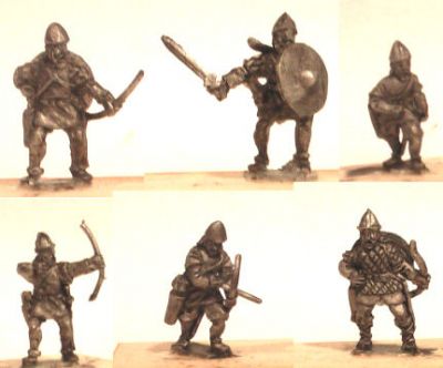 Viking Infantry from Khurasan Miniatures
New vikings from [url=http://khurasanminiatures.tripod.com/viking.html]Khurasan Miniatures[/url]. Viking Bondi/Raider/Hird/Leidang etc. archers, mixture of defensive equipment (x 12, six different poses)
Keywords: Viking