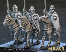 Norman Milites standing. 3 variants.
New Normans from Baueda, sculpted by M Campagna. Pictures with permission of [url=http://www.vexillia.ltd.uk]Vexillia[/url] 
Keywords: Norman crusader