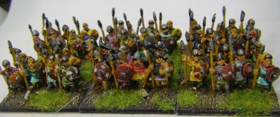 Carolingian Infantry Spearmen
Just about usable for Franks or Saxons etc - the distinctive Carolingian helmets only appear on the Forged in Battle unit, not the Baueda ones 
Keywords: Saxon