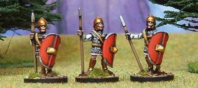 Veteran Libyan Spearmen 1. Standing, roman equipment: chainmail, oval shield.
Available in the UK from [url=http://www.vexillia.ltd.uk]Vexilia[/url], Europe from [url=http://www.corvusbelli.com/en/default.asp]Corvus Belli[/url] or the US from [url=http://www.50paces.com]50 Paces[/url]
Keywords: Carthage spartacus