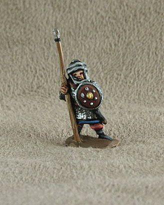 DMF07 Berber Spearman
From Donningtons Arab range. Pictures with permission of the [url=http://shop.ancient-modern.co.uk/arabs-76-c.asp]Donnington Miniatures[/url] and painted by their painting service. With mail coat, spear, turbaned helmet, round buckler
Keywords: abbasid arab ayyubid bedouin berber fatimid mamluk seljuk umayyad