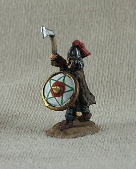 Gothic Infantry GOF01 Chieftain/Officer
Gothic Foot from [url=http://www.donnington-mins.co.uk/]Donnington[/url] painted by their painting service mail shirt, fransisca, spangenhelm, cloak, shield

Keywords: gothfoot moldavian slav visigoth