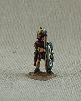 Roman Penal Legion Princeps 
Romans from [url=http://shop.ancient-modern.co.uk]Donnington[/url] painted by their own painting service. RRF19 Roman Penal Legion Princeps Gallic equipment, unarmoured foot, spear, shield
 
Keywords: MRR LRR