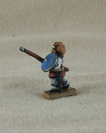 Romano-Byzantine Dismounted Herul 
Romano-Byzantines from [url=http://shop.ancient-modern.co.uk]Donnongton[/url] and painted by their painting service. RBF11 Dismounted Herul wrap over jacket, spear, shield, advancing
 
Keywords: EBYZANTINE thematic gothfoot