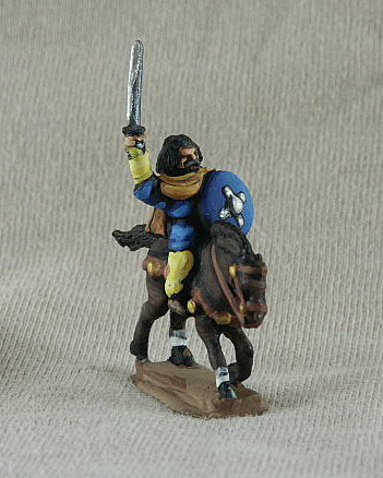 Vandal  Mounted Warrior
Vandal cavalry from [url=http://www.donnington-mins.co.uk/]Donnington[/url] and painted by their painting service. DNC05 tunic, trousers, waving sword, shield, cloak
Keywords: Vandal gothcav ebulgar visigoth