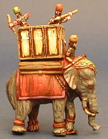 Isarus Miniatures Sassanid elephant
Isarus Miniatures figures, from [url=http://www.15mm.co.uk/]15mm.co.uk[/url], pictures provided by the manufacturer. 

Figure code / description: spc7 Elephants & 2 crew with bows
Keywords: Sassanid