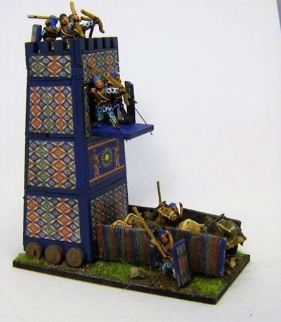 Cyrus' Mobile Tower
A Pendraken 10mm MDF Siege tower with Essex 15mm Crew, and "wallpaper" downloaded from the internet
