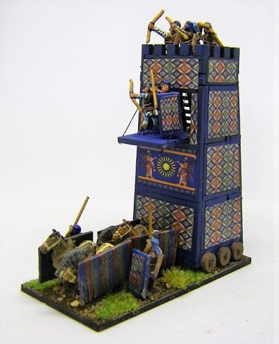 Cyrus' Mobile Tower
A Pendraken 10mm MDF Siege tower with Essex 15mm Crew, and "wallpaper" downloaded from the internet
