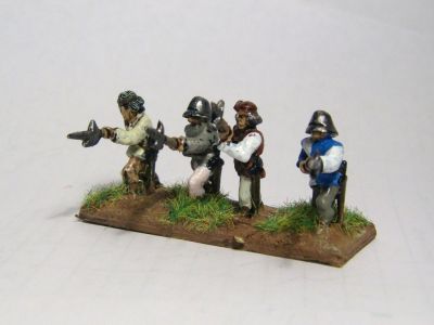 Swiss / Generic halberdiers
Infantry from Roundway Miniatures Swiss range. Nice clearly cast figures which are simple, but paint up quickly and quite nicely
Keywords: Swiss medgerman Medfoot