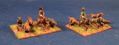 Saxon War Dogs
Painted by Bob in Edmonton. His blog (with more great painting) is [url=http://web.mac.com/bob.barnetson/iWeb/EWG/Welcome.html]here[/url]. These painted up very nicely and are quite cool despite having only two poses for the dogs.

Keywords: saxon gothfoot