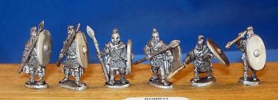 Romano-British  Armoured Spearmen with crests 
Romano-British from [url=http://www.splinteredlightminis.com]Splintered Light[/url]. Photos with kind permission of the manufacturer. 
Keywords: Romano LIR