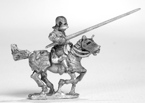 Knight in Maximilian armour with sallet 
Photos provided by the manufacturer at http://www.vexillia.ltd.uk/
Figure code cc26 Knight in Maximilian armour with sallet on galloping horse.
Keywords: C15 Burgundian