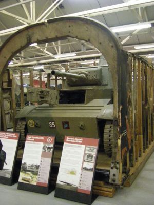 Locust in a Hamilcar Glider frame
The Light Tank (Airborne) M22 or Locust was an American-designed airmobile light tank which was produced during World War II. The Locust began development in 1941 after the British War Office requested that the American government design a purpose-built airborne light tank which could be transported by glider into battle to support British airborne forces. 
