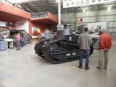 FT 17
The Renault FT was a French light tank produced from 1917. It was the first operational tank with its armament in a fully rotating turret, and its configuration with the turret on top, engine in the back and the driver in front became the classic one, repeated in most tanks until today; indeed so familiar to modern eyes we can now only with difficulty understand its once-revolutionary nature
