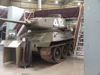 T34/85
An improved version of the T-34, with a turret ring enlarged from 1,425 mm (56 in) to 1,600 mm (63 in), allowing a larger turret to be fitted
